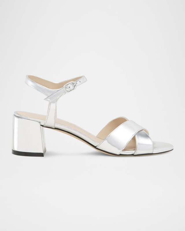 Dayna Metallic Crisscross Ankle-Strap Sandals